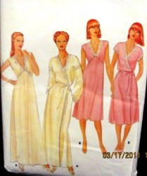 4096 butterick WRAP ROBE LENGTHS, V-NIGHTGOWN LENGTHS PATTERN 8-10,12-14 choice uncut